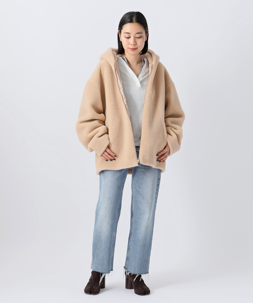 AP STUDIO（エーピーストゥディオ）の「【Forte Dei Marmi Couture】別注ボアフーディ（ブルゾン・レディース・ブラック/ベージュ・FREE）」の10枚目の写真