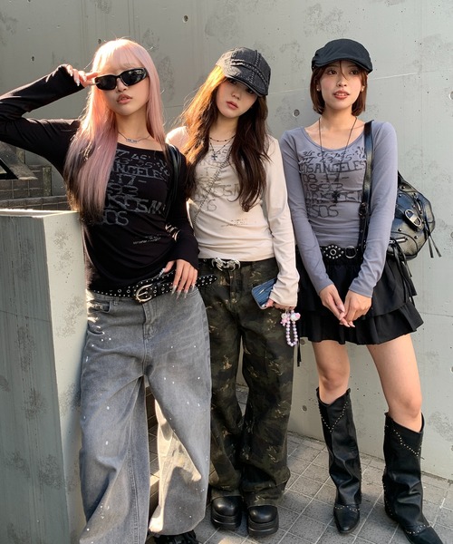 lilful（リルフル）の「【新色登場 ブラック/グレー 】【スタイルアップ効果！】ロゴプリント タイトフィット ロンT（Tシャツ/カットソー・レディース・ライトベージュ/グレー/ブラック・M/L）」の18枚目の写真