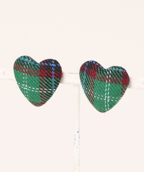 SPIGA（スピーガ）の「ﾀｰﾀﾝﾊｰﾄﾋﾟｱｽ（ピアス（両耳用）・レディース・カーキ/レッド/ブルー・FREE）」の2枚目の写真