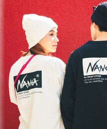 NANGA | NANGA × FREAK'S STORE/ナンガ × フリークスストア 別注 刺繍 ECO HYBRID LOGO LS TEE 別注エコハイブリッド ルーズフィット ロングスリーブ 刺繍Tシャツ(Tシャツ/カットソー)