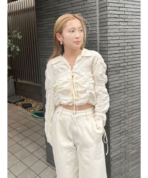 Ungrid（アングリッド）の「シャーリングデザインブラウス（シャツ/ブラウス・レディース・オフホワイト/その他1/ピンク・FREE）」の21枚目の写真