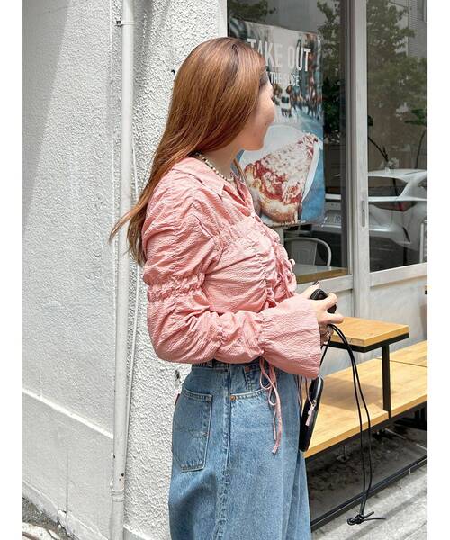 Ungrid（アングリッド）の「シャーリングデザインブラウス（シャツ/ブラウス・レディース・オフホワイト/その他1/ピンク・FREE）」の13枚目の写真