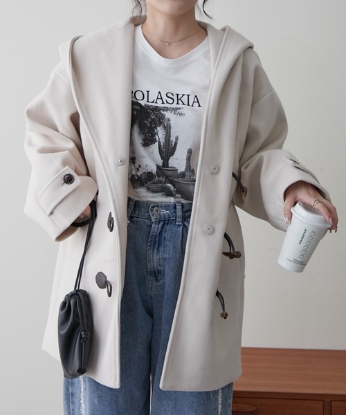Remind me and forever(リマインドミーアンドフォーエバー)の「【WEB限定】ショートダッフルコート(ダッフルコート・レディース・アイボリー/ブラック/グレー・FREE)」の2枚目の写真