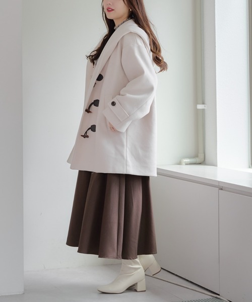 Remind me and forever(リマインドミーアンドフォーエバー)の「【WEB限定】ショートダッフルコート(ダッフルコート・レディース・アイボリー/ブラック/グレー・FREE)」の18枚目の写真