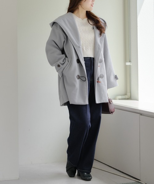 Remind me and forever(リマインドミーアンドフォーエバー)の「【WEB限定】ショートダッフルコート(ダッフルコート・レディース・アイボリー/ブラック/グレー・FREE)」の7枚目の写真
