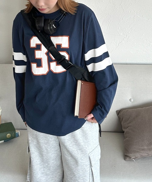 apres jour mignon(アプレジュールミニョン)の「【apresjour mignon】ユニセックスナンバーロンT【ZOZOTOWN限定アイテム】(Tシャツ/カットソー・レディース・アイボリー/ピンク/ネイビー・X-LARGE/MEDIUM)」の6枚目の写真