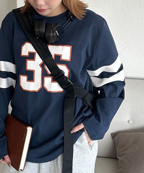 apres jour mignon(アプレジュールミニョン)の「【apresjour mignon】ユニセックスナンバーロンT【ZOZOTOWN限定アイテム】(Tシャツ/カットソー・レディース・アイボリー/ピンク/ネイビー・X-LARGE/MEDIUM)」の8枚目の写真