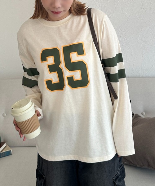 apres jour mignon(アプレジュールミニョン)の「【apresjour mignon】ユニセックスナンバーロンT【ZOZOTOWN限定アイテム】(Tシャツ/カットソー・レディース・アイボリー/ピンク/ネイビー・X-LARGE/MEDIUM)」の18枚目の写真