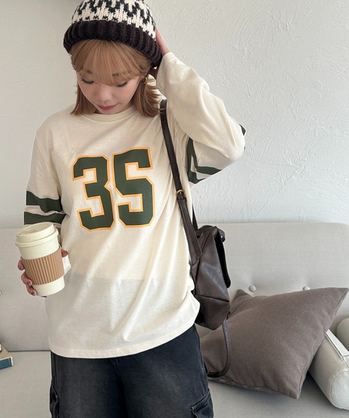 apres jour mignon(アプレジュールミニョン)の「【apresjour mignon】ユニセックスナンバーロンT【ZOZOTOWN限定アイテム】(Tシャツ/カットソー・レディース・アイボリー/ピンク/ネイビー・X-LARGE/MEDIUM)」の19枚目の写真