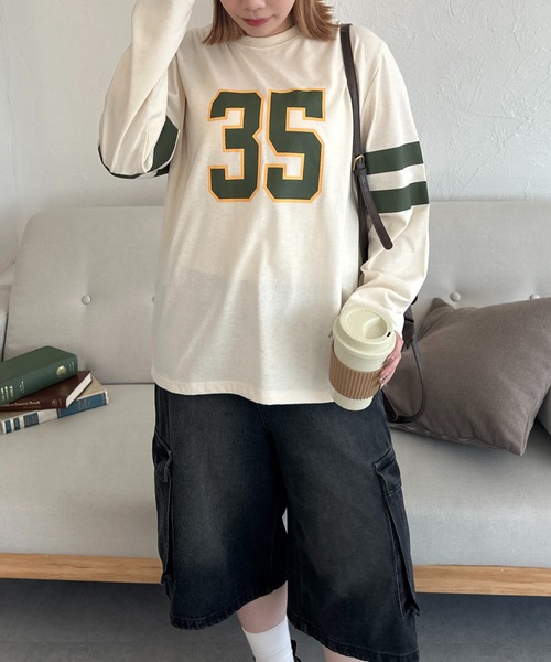 apres jour mignon(アプレジュールミニョン)の「【apresjour mignon】ユニセックスナンバーロンT【ZOZOTOWN限定アイテム】(Tシャツ/カットソー・レディース・アイボリー/ピンク/ネイビー・X-LARGE/MEDIUM)」の20枚目の写真
