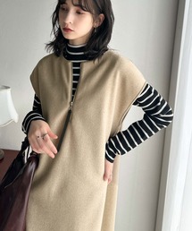 classicalelf | １枚で着回し力抜群。前後2wayフェイクウール素材ハーフジップワンピース(ワンピース)