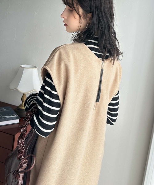 【美品】 AtelierGG ワンピース 2ハーフ STYLEMIXER | 2ピースハーフスリーブポロニットワンピース