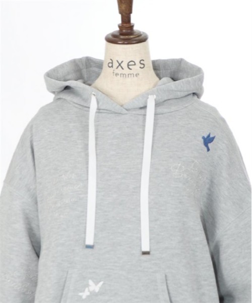 axes femme(アクシーズファム)の「ランダム刺繍フーディー(パーカー・レディース・杢グレー/ブラック/キナリ・FREE)」の20枚目の写真