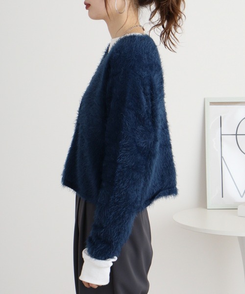 カーディガン Eglantine フェザーヤーンVネックカーディガン レディース EGLANTINE カーディガン Eglantine フェザーヤーンVネック