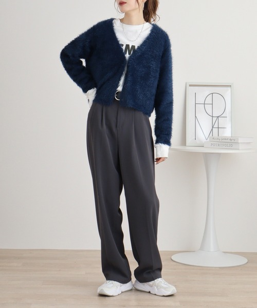 カーディガン Eglantine フェザーヤーンVネックカーディガン レディース EGLANTINE カーディガン Eglantine フェザーヤーンVネック