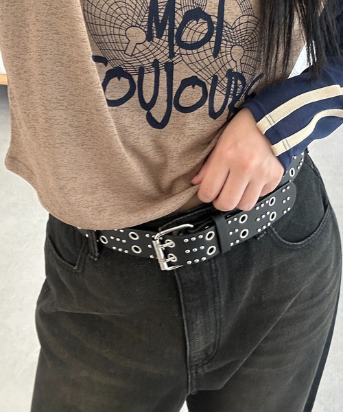 apres jour mignon(アプレジュールミニョン)の「【apresjour mignon×ARIAZ】スタッズベルト(ベルト・レディース・ブラック/レッド/オフホワイト・ONESIZE)」の8枚目の写真