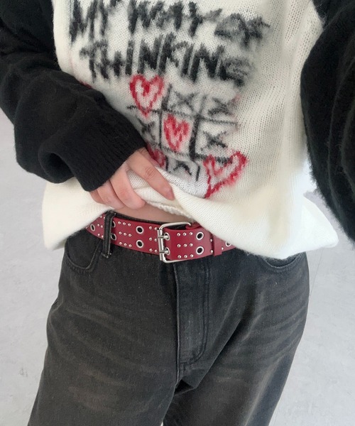 apres jour mignon(アプレジュールミニョン)の「【apresjour mignon×ARIAZ】スタッズベルト(ベルト・レディース・ブラック/レッド/オフホワイト・ONESIZE)」の10枚目の写真