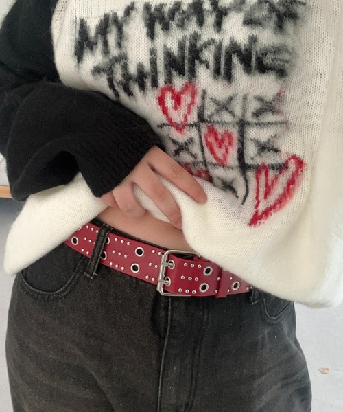 apres jour mignon(アプレジュールミニョン)の「【apresjour mignon×ARIAZ】スタッズベルト(ベルト・レディース・ブラック/レッド/オフホワイト・ONESIZE)」の11枚目の写真