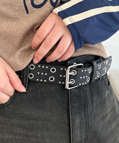 apres jour mignon(アプレジュールミニョン)の「【apresjour mignon×ARIAZ】スタッズベルト(ベルト・レディース・ブラック/レッド/オフホワイト・ONESIZE)」の19枚目の写真