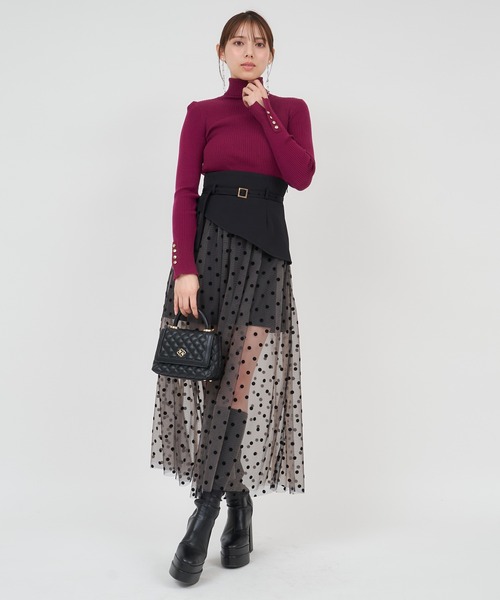 ROYAL PARTY(ロイヤルパーティー)の「ウォッシャブルタートルネック長袖ニットトップス(ニット/セーター・レディース・オフホワイト/ブルー/ブラック/マルチ/ボルドー・FREE)」の17枚目の写真