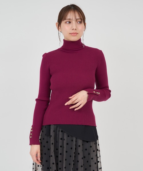ROYAL PARTY(ロイヤルパーティー)の「ウォッシャブルタートルネック長袖ニットトップス(ニット/セーター・レディース・オフホワイト/ブルー/ブラック/マルチ/ボルドー・FREE)」の13枚目の写真