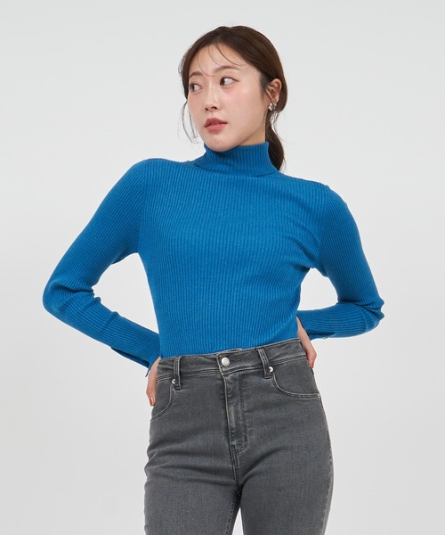ROYAL PARTY(ロイヤルパーティー)の「ウォッシャブルタートルネック長袖ニットトップス(ニット/セーター・レディース・オフホワイト/ブルー/ブラック/マルチ/ボルドー・FREE)」の18枚目の写真