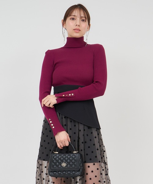 ROYAL PARTY(ロイヤルパーティー)の「ウォッシャブルタートルネック長袖ニットトップス(ニット/セーター・レディース・オフホワイト/ブルー/ブラック/マルチ/ボルドー・FREE)」の16枚目の写真