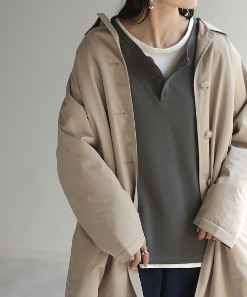 HUG.U(ハグユー)の「フェイクレイヤードロンT(Tシャツ/カットソー・レディース・ブラック/カーキ/ダークグレー/ネイビー/ライトグレー・FREE)」の11枚目の写真