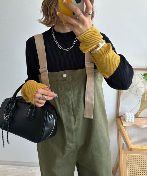 NOAHL(ノアル)の「【NOAHL】《mayoさんコラボ》配色デニムライクサロペット(サロペット/オーバーオール・レディース・ライトブルー/カーキ/ベージュ/インディゴブルー・S/M/L)」の21枚目の写真