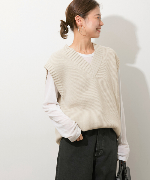 JOURNAL STANDARD relume(ジャーナルスタンダード レリューム)の「《追加》ストレッチコットンブレンドベスト(ベスト・レディース・チャコールグレー/ライトグレー・FREE)」の2枚目の写真