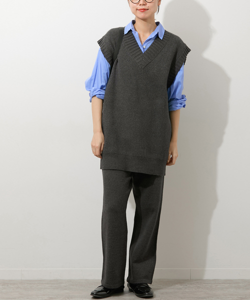JOURNAL STANDARD relume(ジャーナルスタンダード レリューム)の「《追加》ストレッチコットンブレンドベスト(ベスト・レディース・チャコールグレー/ライトグレー・FREE)」の3枚目の写真