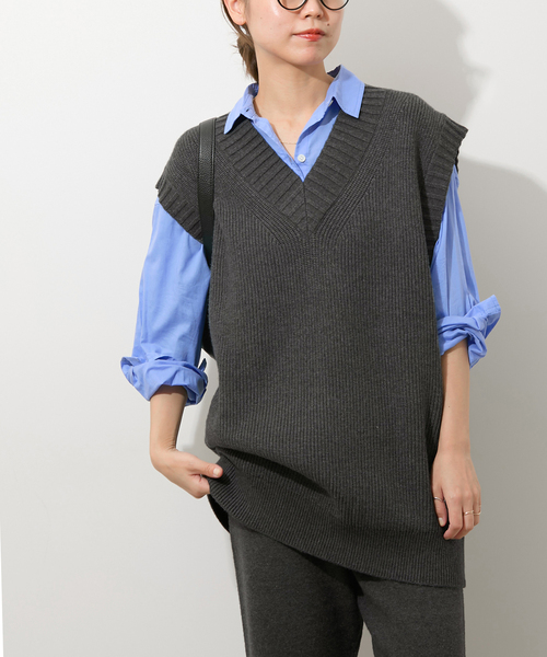 JOURNAL STANDARD relume(ジャーナルスタンダード レリューム)の「《追加》ストレッチコットンブレンドベスト(ベスト・レディース・チャコールグレー/ライトグレー・FREE)」の8枚目の写真