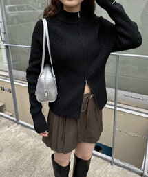 [mline]ハイネックWZIPニット