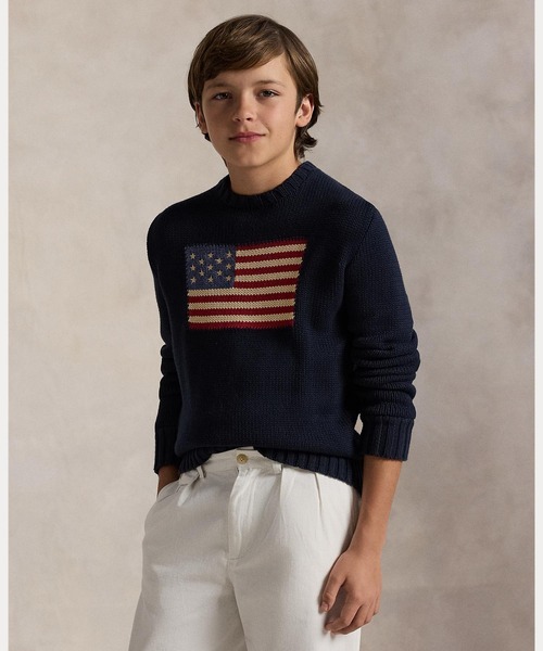 最終お値下げ【新品未使用タグ付き】ラルフローレン ネイビー半袖コットンニット M Polo Ralph Lauren Crew-Neck Cotton Knit 水色 M ポロラルフローレン