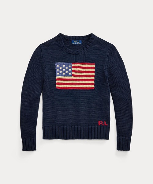 POLO RALPH LAUREN CHILDRENSWEAR(ポロ ラルフ ローレン チルドレンズウェア)の「フラッグ コットン クルーネック セーター(ニット/セーター・キッズ・ネイビー系1・XL/S/M/L)」の4枚目の写真