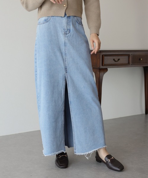 BLUEEAST(ブルーイースト)の「センタースリットハイウエストデニムスカート(デニムスカート・レディース・ネイビー/ブルー・MEDIUM)」の9枚目の写真