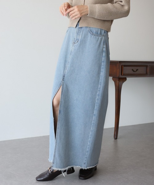 BLUEEAST(ブルーイースト)の「センタースリットハイウエストデニムスカート(デニムスカート・レディース・ネイビー/ブルー・MEDIUM)」の10枚目の写真