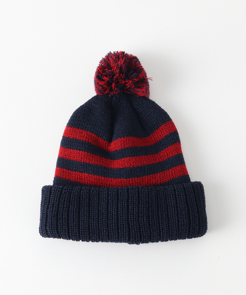 INFIELDER DESIGN(インフィールダーデザイン)の「INFIELDER DESIGN / インフィールダーデザイン LINE PON BEANIE(ハット・メンズ・ホワイト/ネイビー・FREE)」の1枚目の写真
