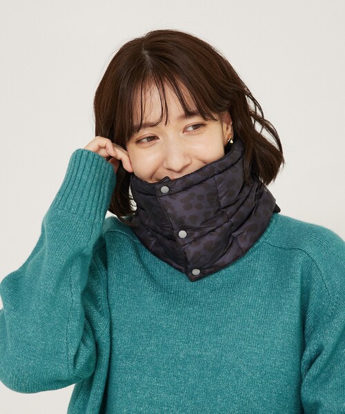 未使用品】ATSUKO MATANO ダウンネックウォーマー ベージュに黒 甲高