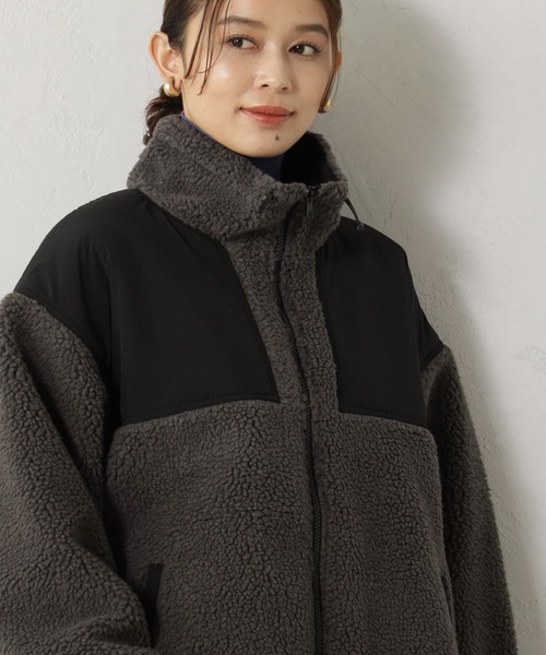 FOUND GOOD（ファウンドグッド）の「スタンドボアブルゾン（ブルゾン・レディース・アイボリー/グレー系8/パープル系5/グリーン系8・S/M/L）」の5枚目の写真