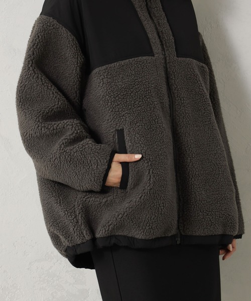 FOUND GOOD（ファウンドグッド）の「スタンドボアブルゾン（ブルゾン・レディース・アイボリー/グレー系8/パープル系5/グリーン系8・S/M/L）」の6枚目の写真