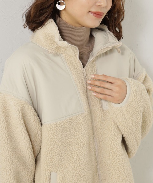 FOUND GOOD（ファウンドグッド）の「スタンドボアブルゾン（ブルゾン・レディース・アイボリー/グレー系8/パープル系5/グリーン系8・S/M/L）」の10枚目の写真