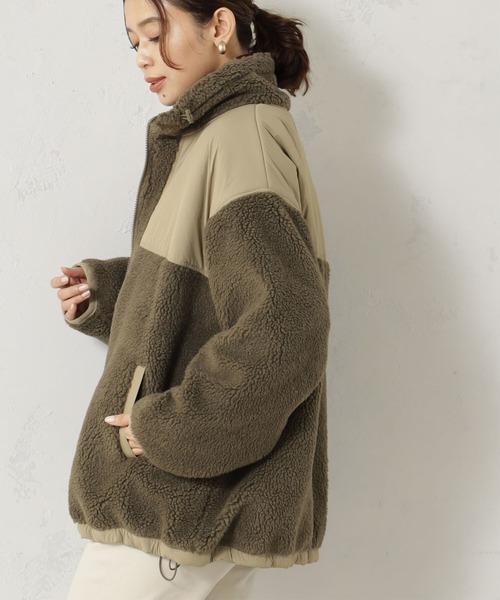 FOUND GOOD（ファウンドグッド）の「スタンドボアブルゾン（ブルゾン・レディース・アイボリー/グレー系8/パープル系5/グリーン系8・S/M/L）」の13枚目の写真