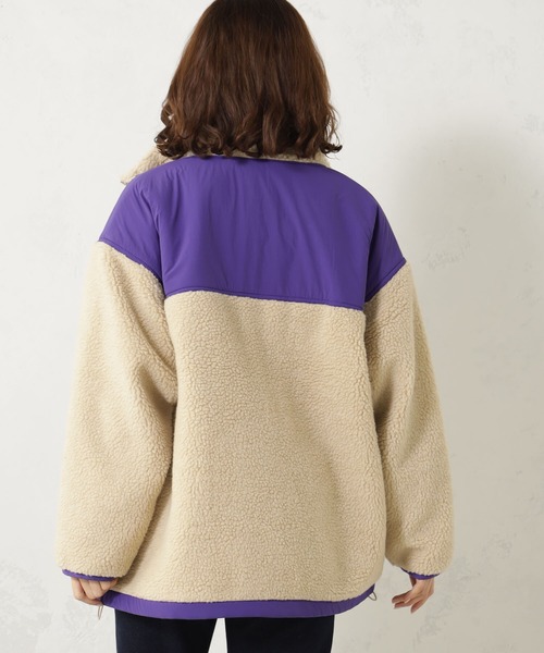 FOUND GOOD（ファウンドグッド）の「スタンドボアブルゾン（ブルゾン・レディース・アイボリー/グレー系8/パープル系5/グリーン系8・S/M/L）」の18枚目の写真