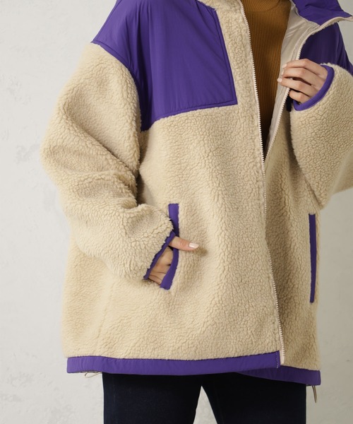 FOUND GOOD（ファウンドグッド）の「スタンドボアブルゾン（ブルゾン・レディース・アイボリー/グレー系8/パープル系5/グリーン系8・S/M/L）」の19枚目の写真