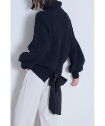 バックリボンケーブルニットプルオーバー