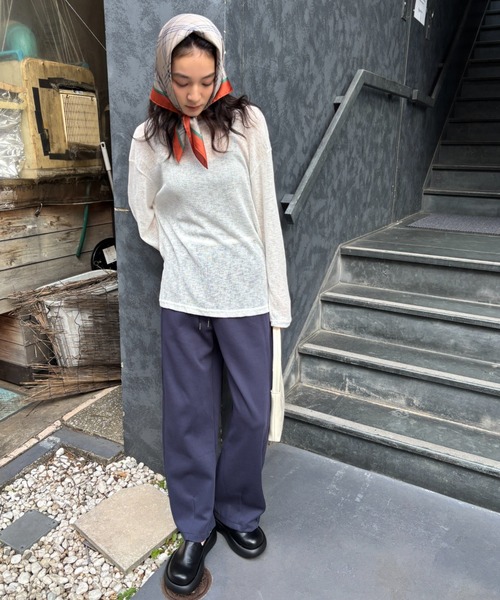 FUULLY STUDIO(フーリィーステューディオ)の「ウエストデザインバレルスエットパンツ(スウェットパンツ・レディース・ネイビー/アイボリー・FREE)」の15枚目の写真