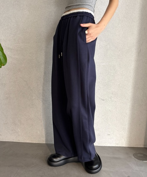 FUULLY STUDIO(フーリィーステューディオ)の「ウエストデザインバレルスエットパンツ(スウェットパンツ・レディース・ネイビー/アイボリー・FREE)」の10枚目の写真