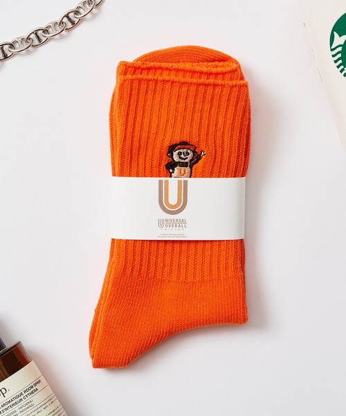UNIVERSAL OVERALL（ユニバーサルオーバーオール）の「【UNIVERSAL OVERALL】WINDYリブクルーソックス LU-412（ソックス/靴下・メンズ・ホワイト/ブラック/ネイビー/オレンジ/グレー・S/M）」の5枚目の写真