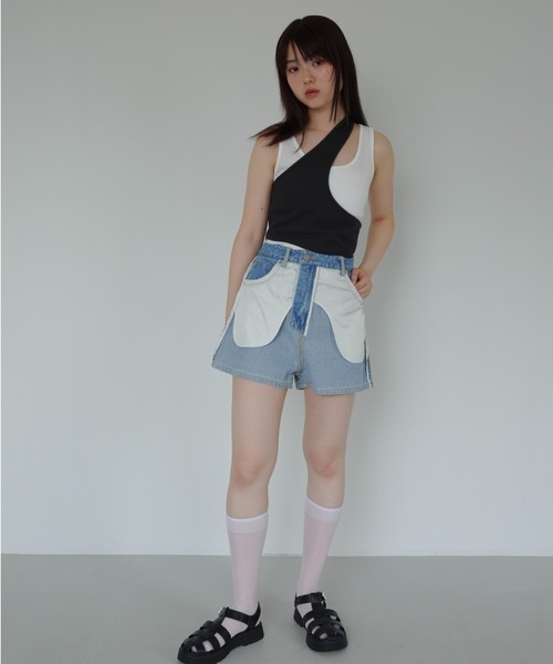 インサイドアウト デザイン デニム ショートパンツ（その他パンツ）｜Uenui（ウニュイ）